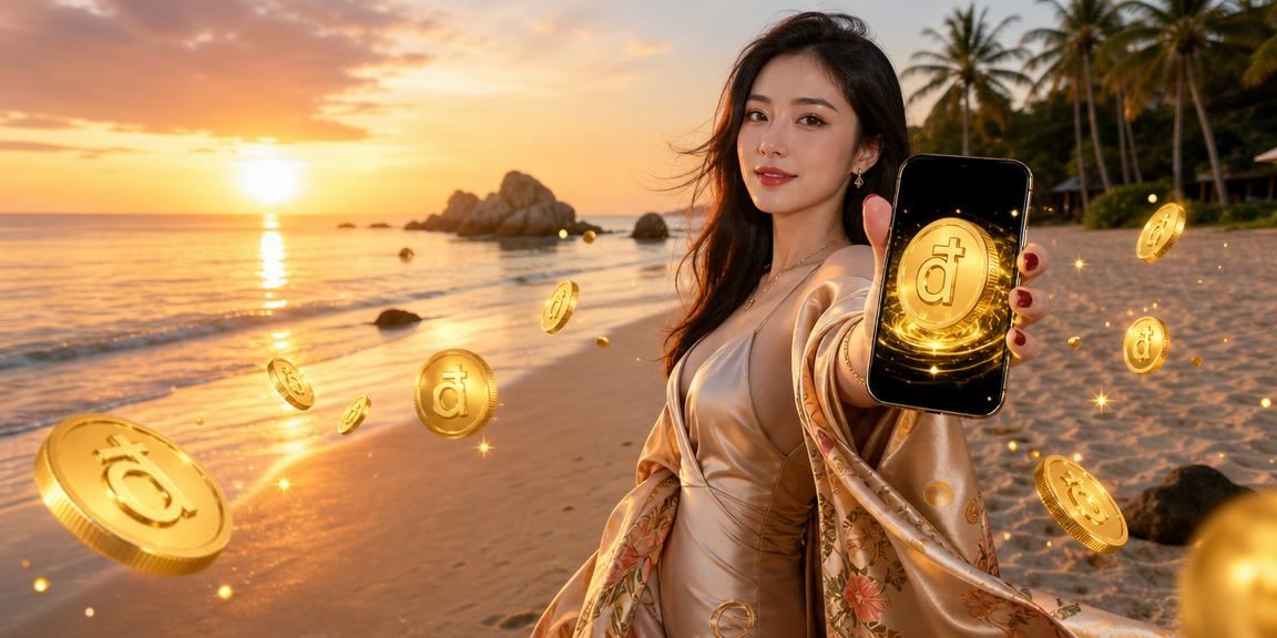 Người dùng trải nghiệm ứng dụng di động trên bãi biển Phú Quốc